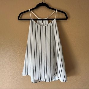 Express Barcelona Women's Cami XS White Black Striped V-Neck Racerback Tank Top